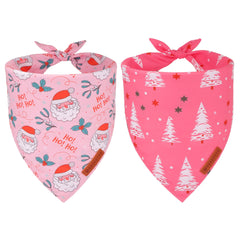 ADOGGYGO Pink Santa dog bandana on a festive dog for holiday photos.