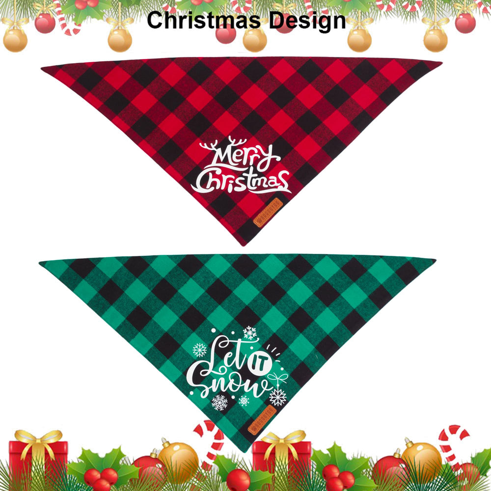 ADOGGYGO plaid holiday dog bandana green Christmas for cheerful styling