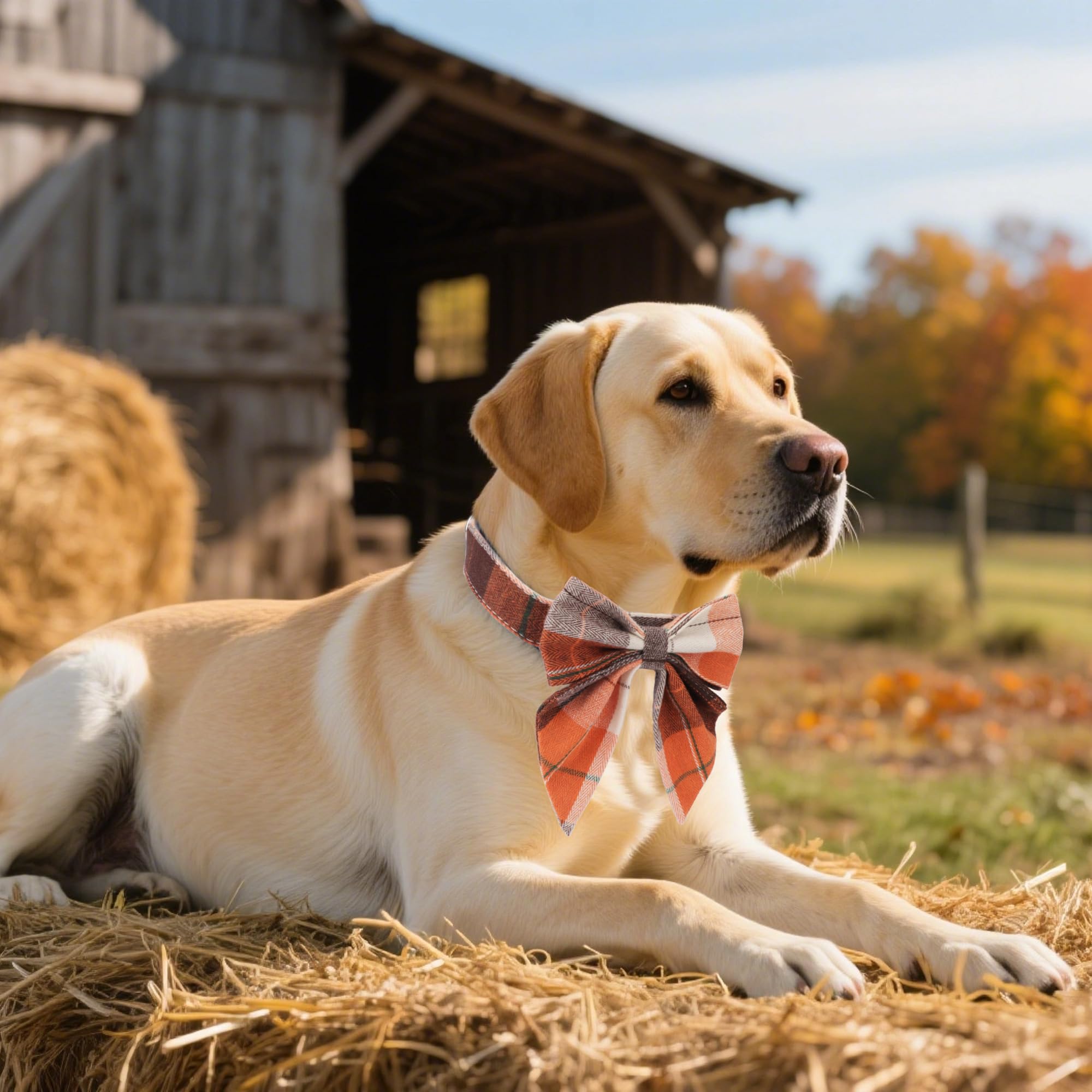 ADOGGYGO soft cotton dog collar provides comfortable wear during fall adventures.