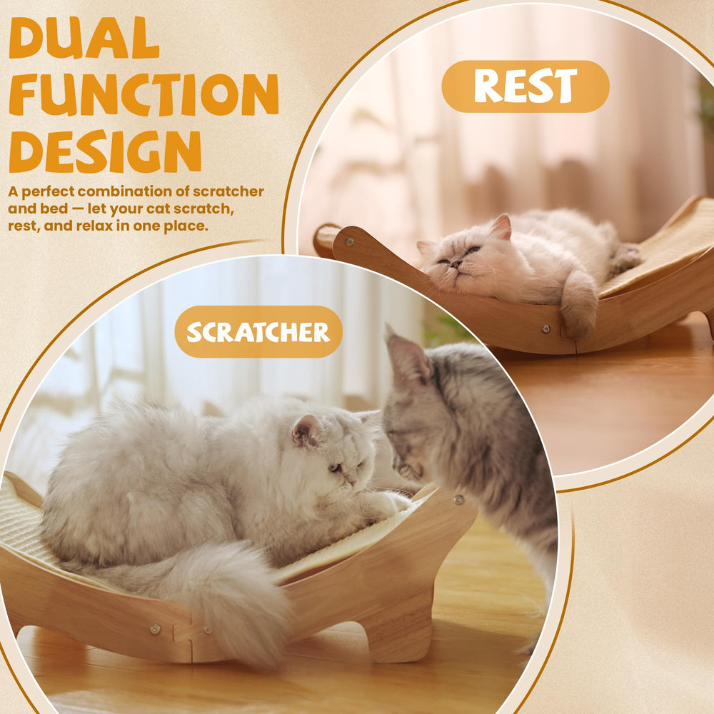 Adolug wooden cat bed and scratcher illustrating resting and claw care combo