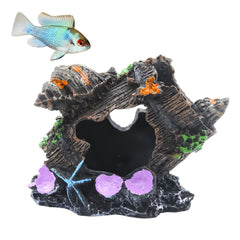 AdoPet oak barrel ornament front view enhances compact aquariums with hidden shelter and exploration.