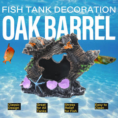 AdoPet oak barrel ornament inside hiding spots supports fish security during active play.