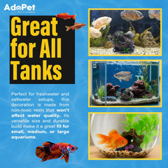 AdoPet oak barrel ornament weathered wood detail adds a natural underwater landscape.