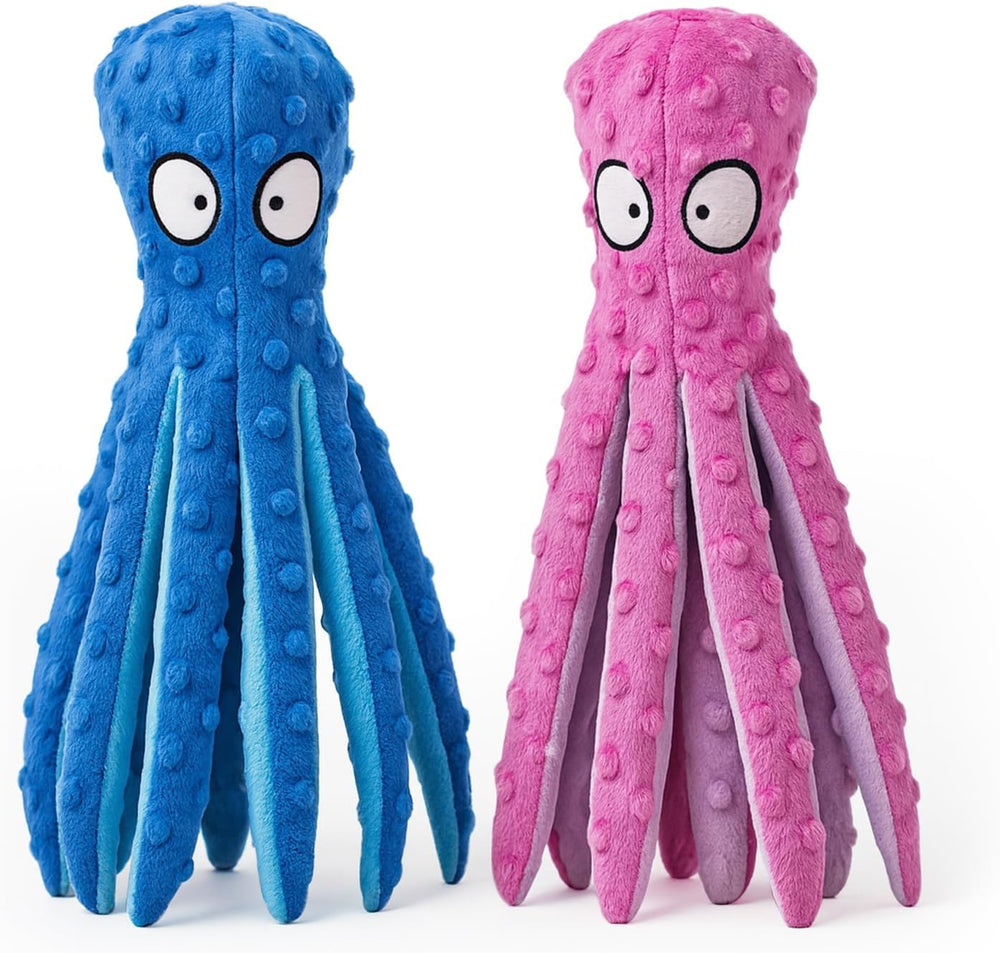 AdoPet Squeaky Octopus Toy blue front view for interactive indoor play.