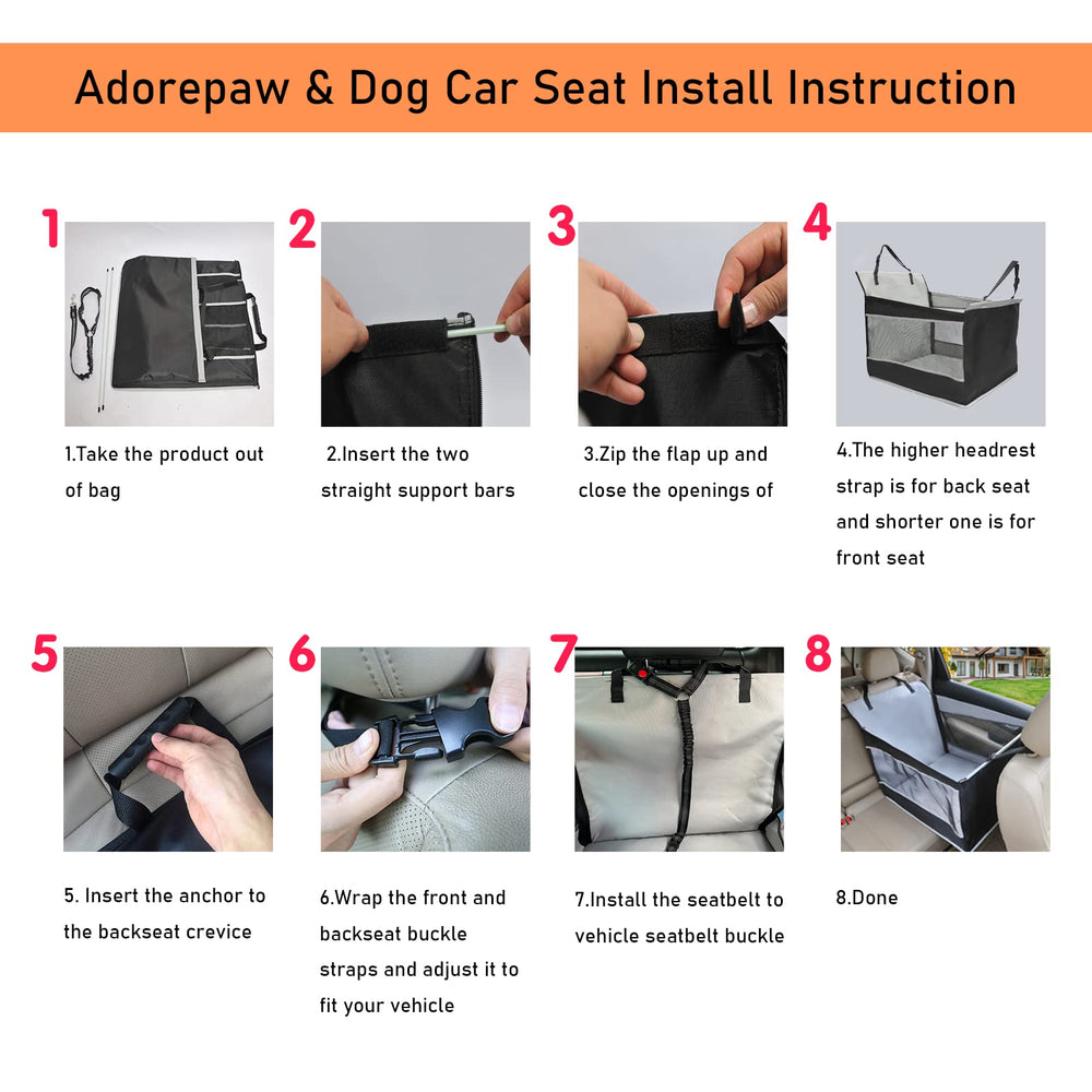Adorepaw dog car seat large quick-install design saves setup time.