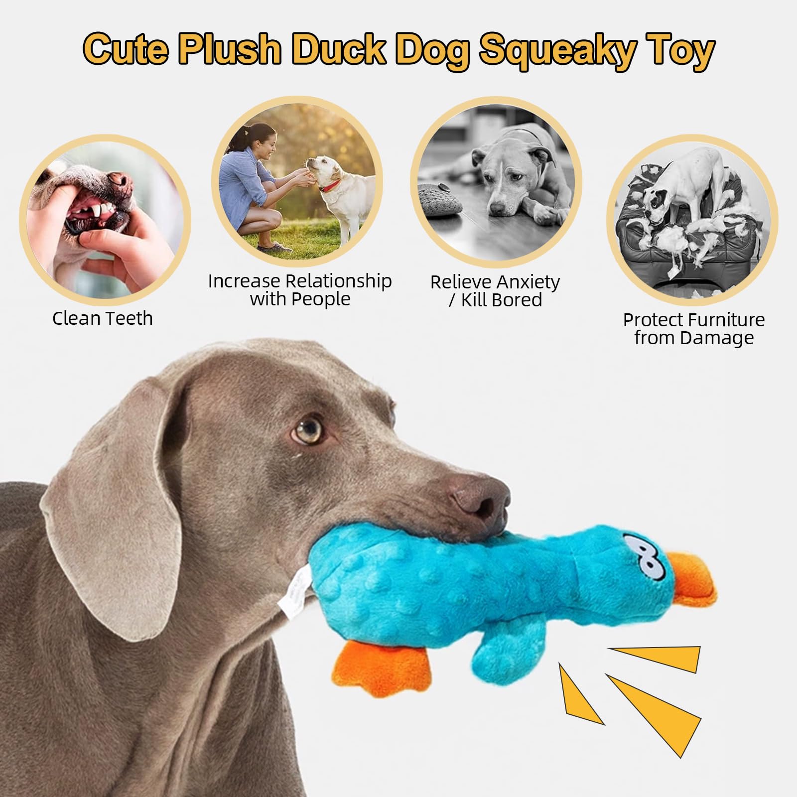 Adpartner plush squeaky duck belly squeaker adds playful surprise