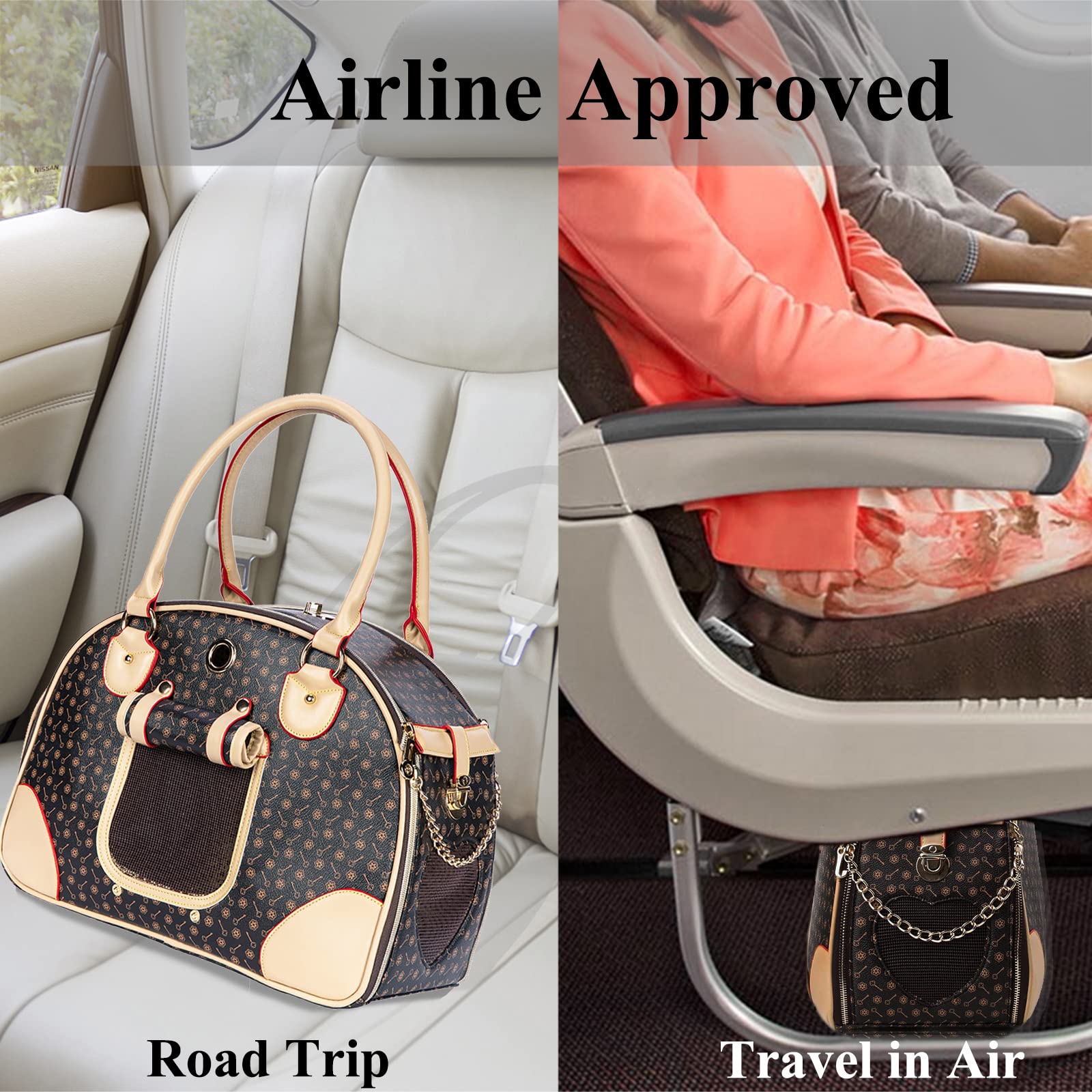 Adriene's Choice carrier interior leash keeps pets secure during travel.