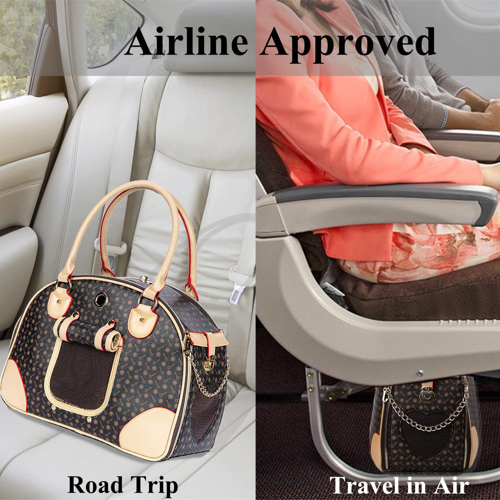 Adriene's Choice carrier interior leash keeps pets secure during travel.