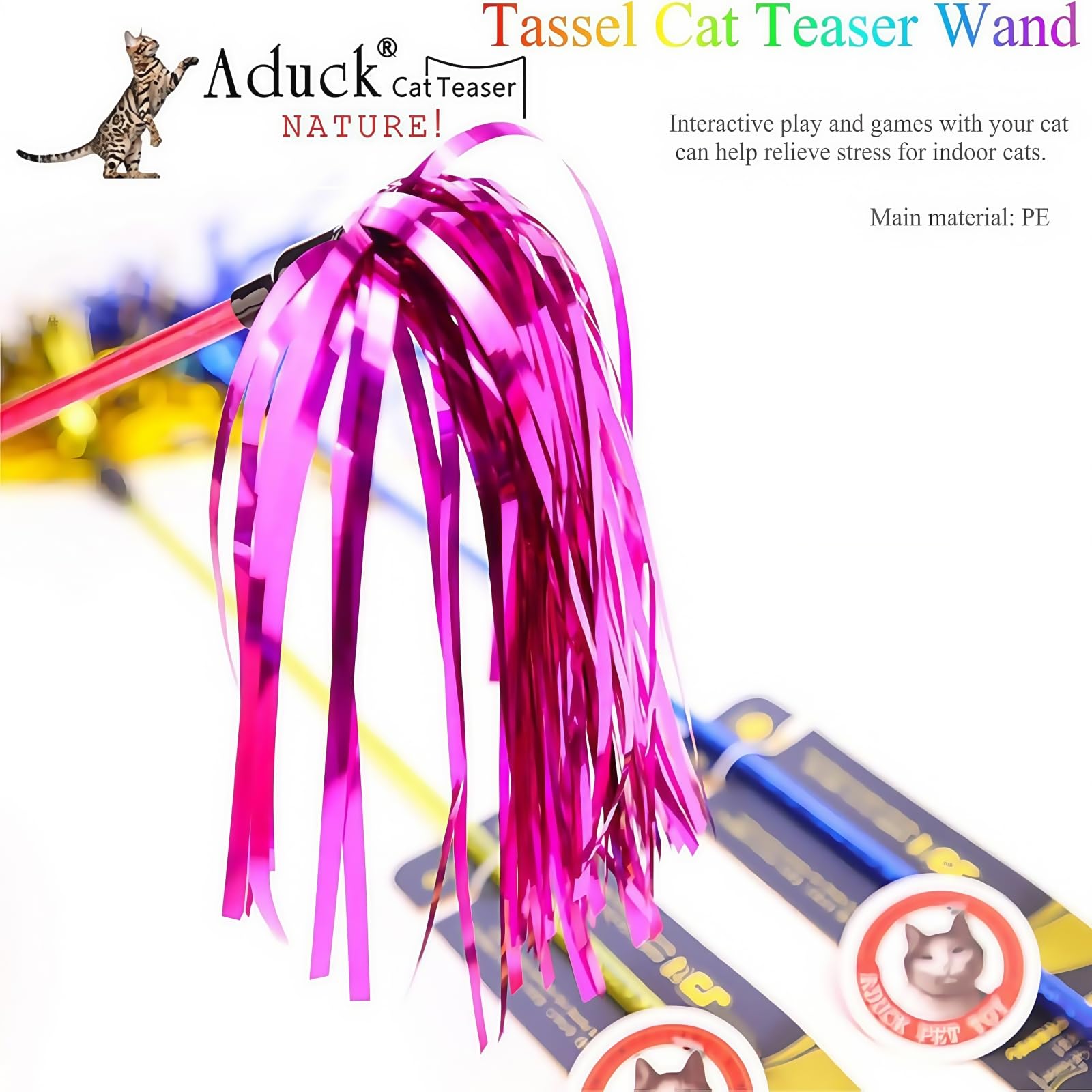 ADUCK wand features metallic tassels to spark hunting instincts during interactive games.