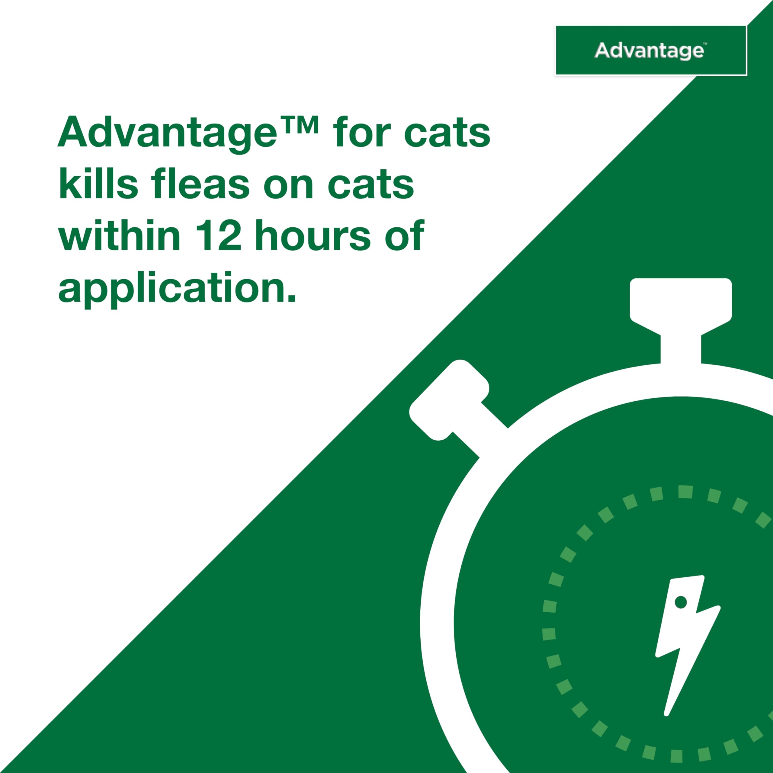 Advantage 30-day protection label conveys month-long flea prevention for busy households.