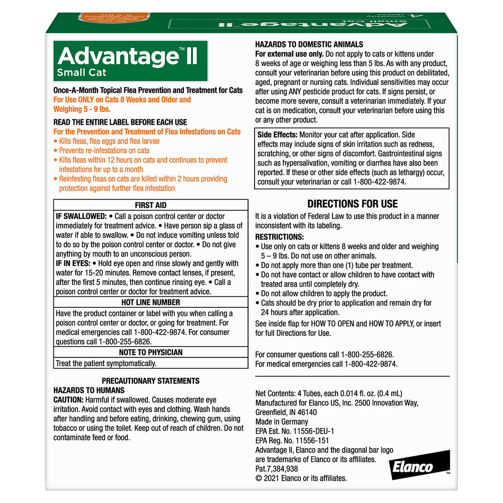 Advantage II Small Cat neck-base-of-skull spot-on application for precise placement.