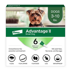 Advantage II Small Dog bottle close-up showing easy topical application