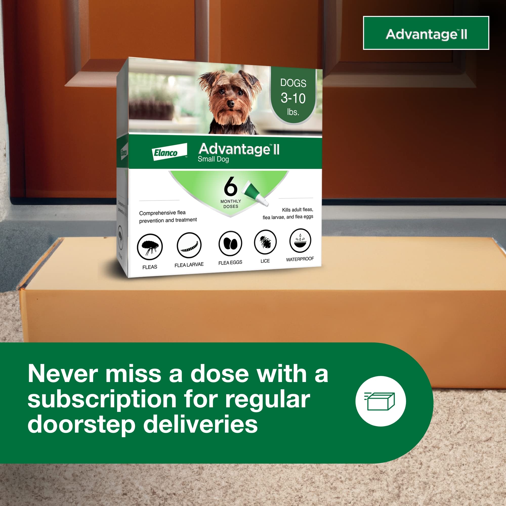 Advantage II Small Dog subscription delivery option ensures regular treatments