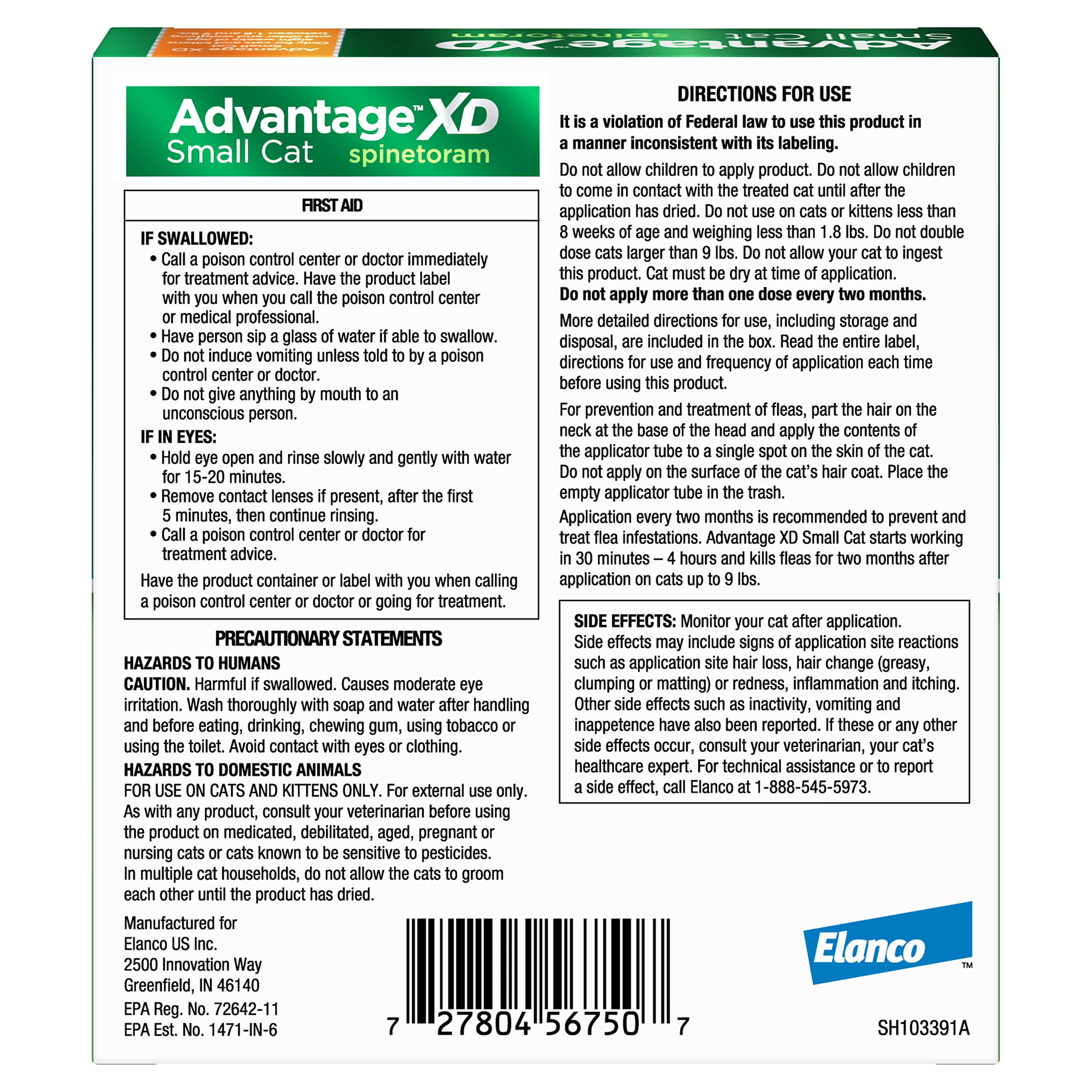 Advantage XD flea-kill begins within hours of application for faster relief.
