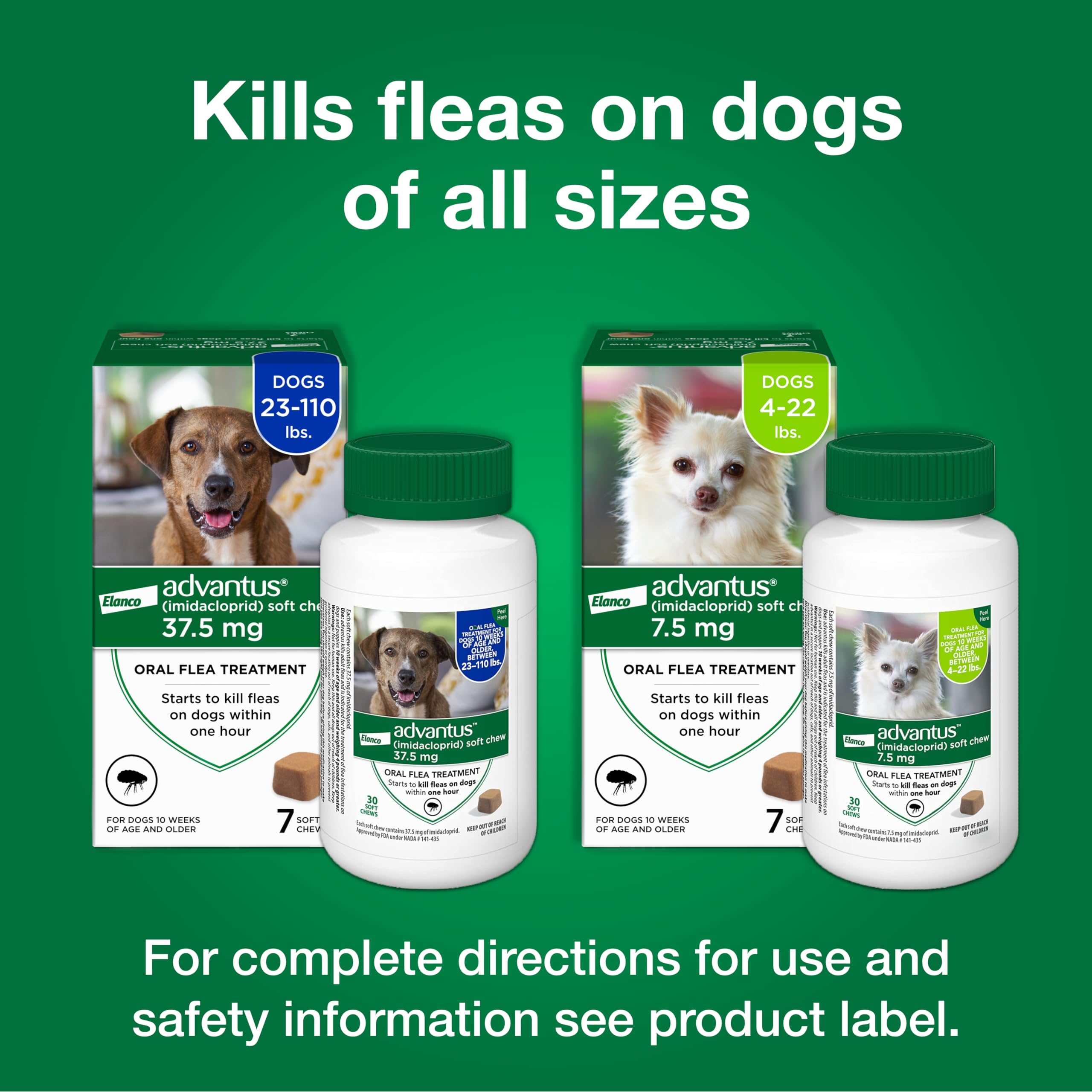 Advantus one-hour flea kill concept shown on packaging.