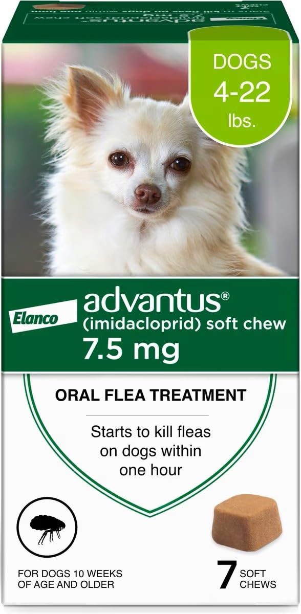 Advantus dog soft chews packaging for easy flea relief.