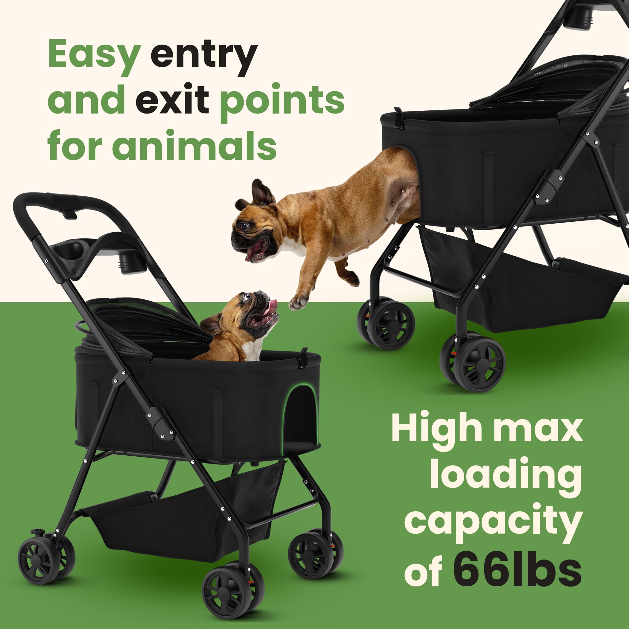 AdventEdge cat stroller with removable carrier for easy mode switching.