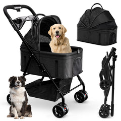 AdventEdge pet stroller in 3-in-1 mode demonstrates quick folding for travel readiness.