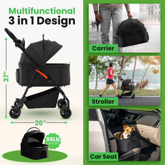 AdventEdge stroller supports up to 66 lbs for small to medium pets.