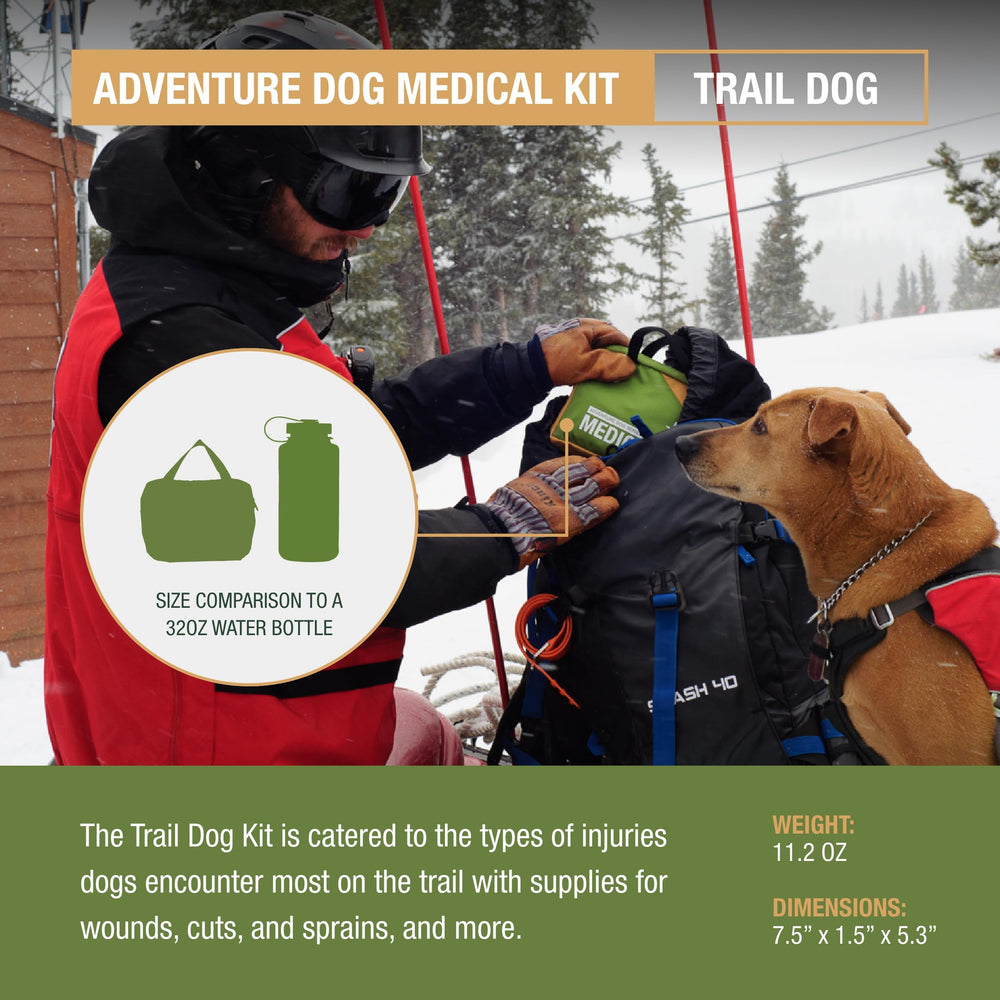 Adventure Medical Kits Trail Dog Medical Kit dryflex-bag keeps contents dry in wet conditions.