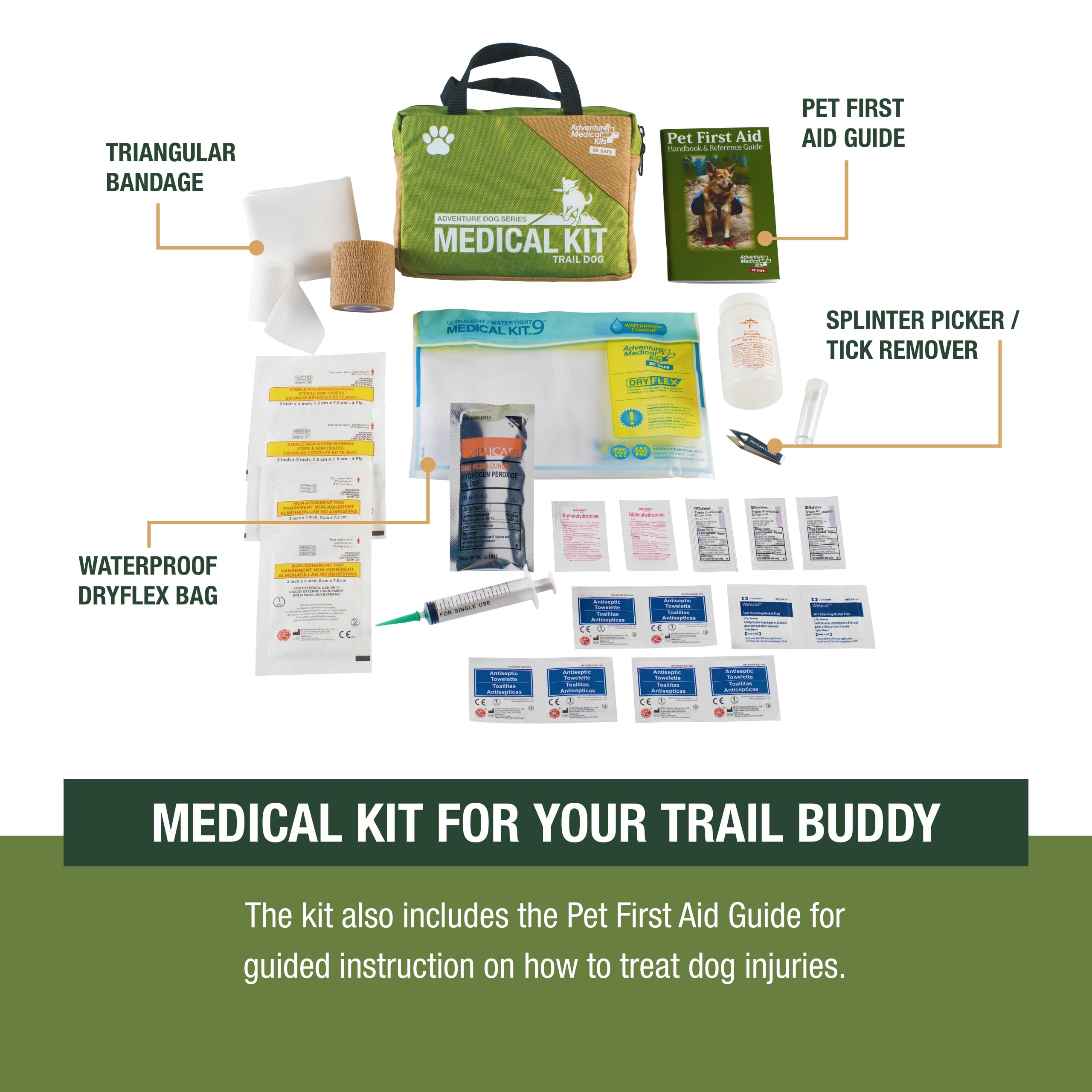 Adventure Medical Kits Trail Dog Medical Kit first-aid-manual guides on-field care.