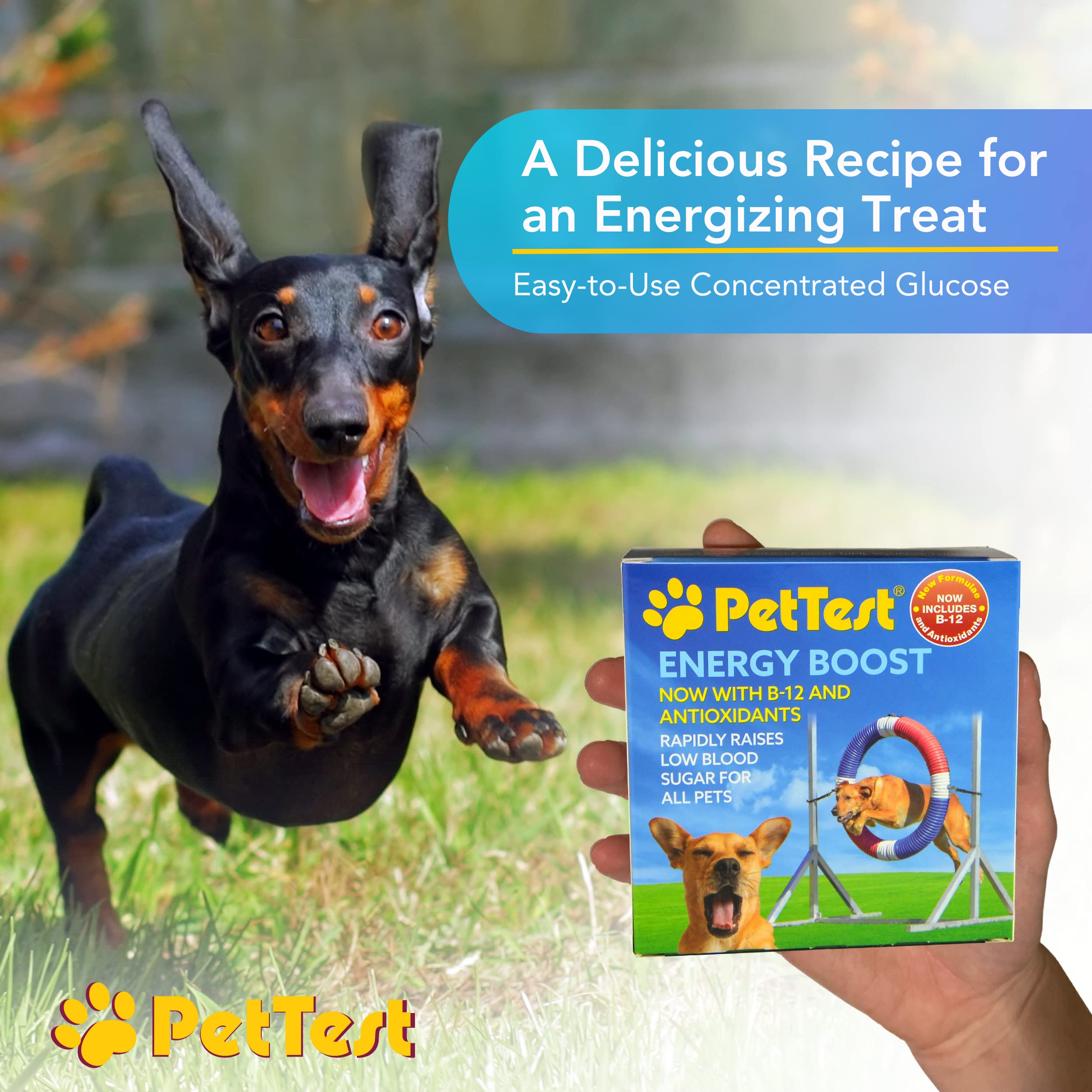 Advocate PetTest Energy Boost used during active moments in diabetic pets.