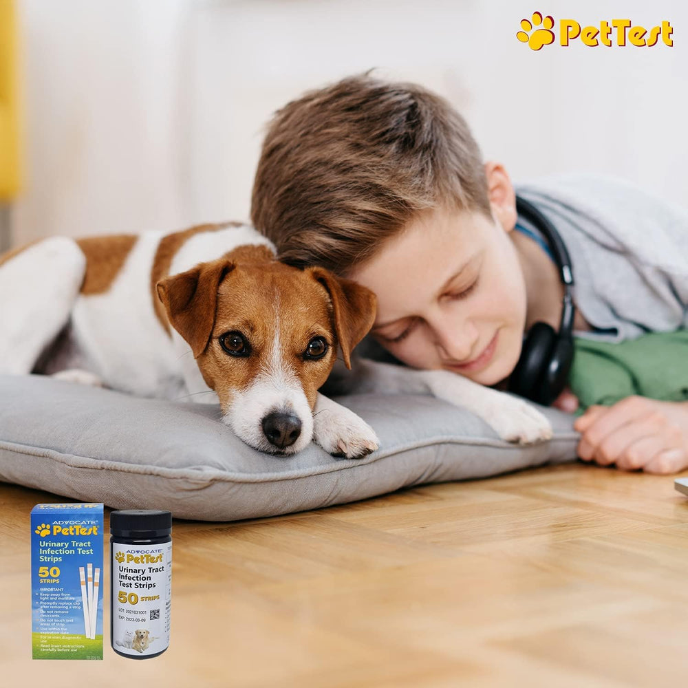 Advocate PetTest UTI strip packaging shown for convenient home testing
