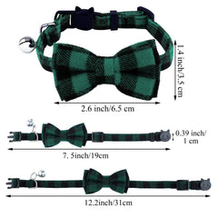 ADXCO plaid cat collar red bow-tie with adjustable fit for cats