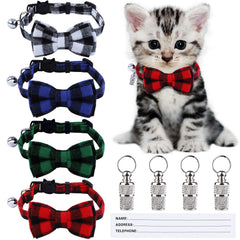 ADXCO plaid cat collars pack overview shows four stylish safe options for everyday wear
