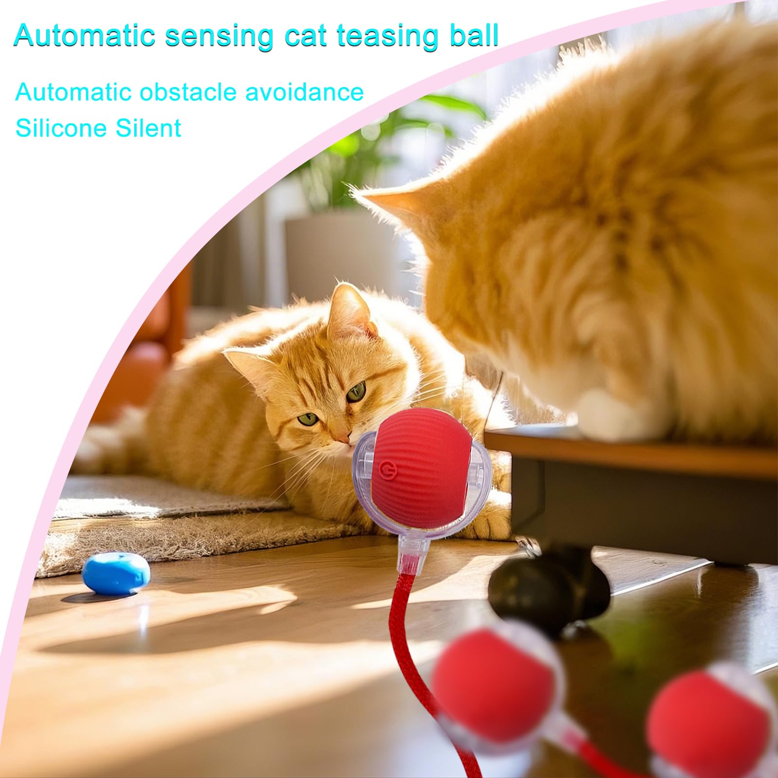 AebDerp Interactive Cat Ball red auto-obstacle mode keeps play surprising yet safe.