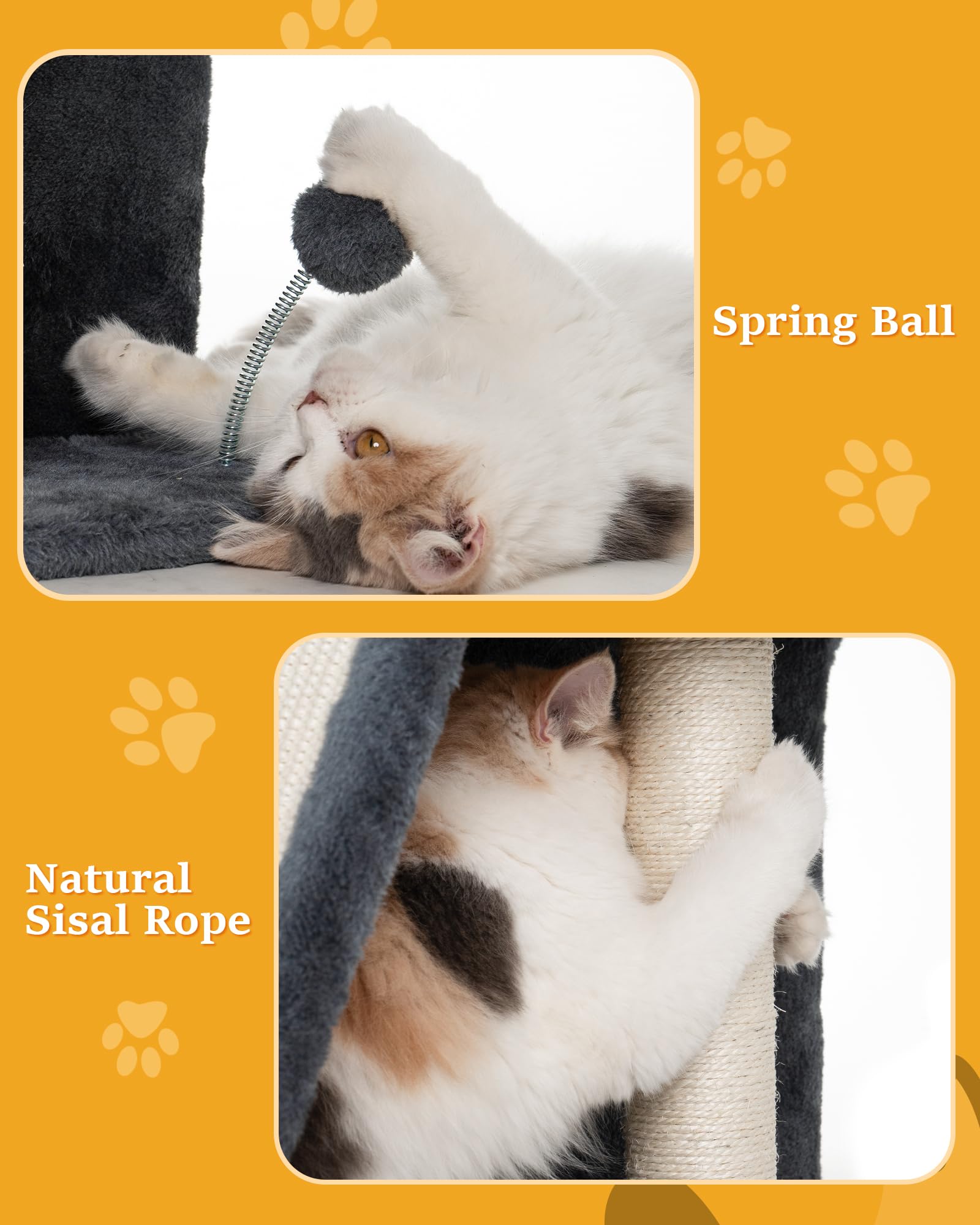 Aechonow 14-cat-tree senior-friendly design: lower height eases access for older cats.