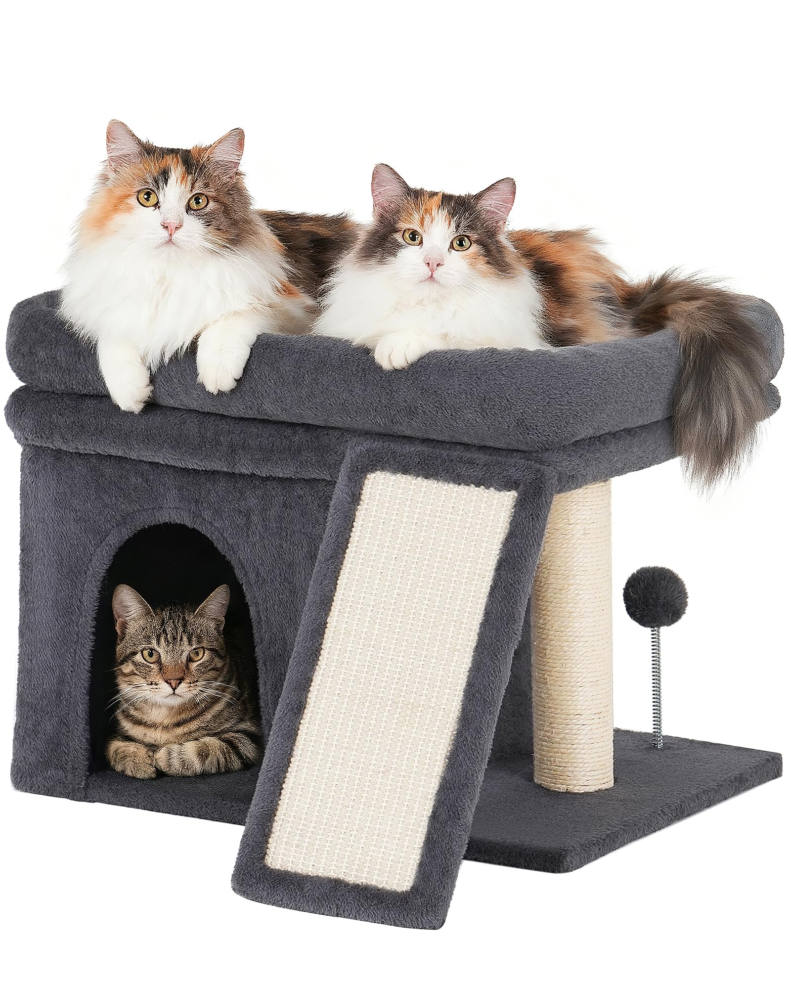 Aechonow 14-cat-tree top perch: roomy lounge for large cats and calm surveying.
