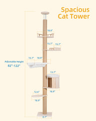 Aechonow cat-tree-adjustable-height highlights ceiling-to-floor reach for flexible play and access.