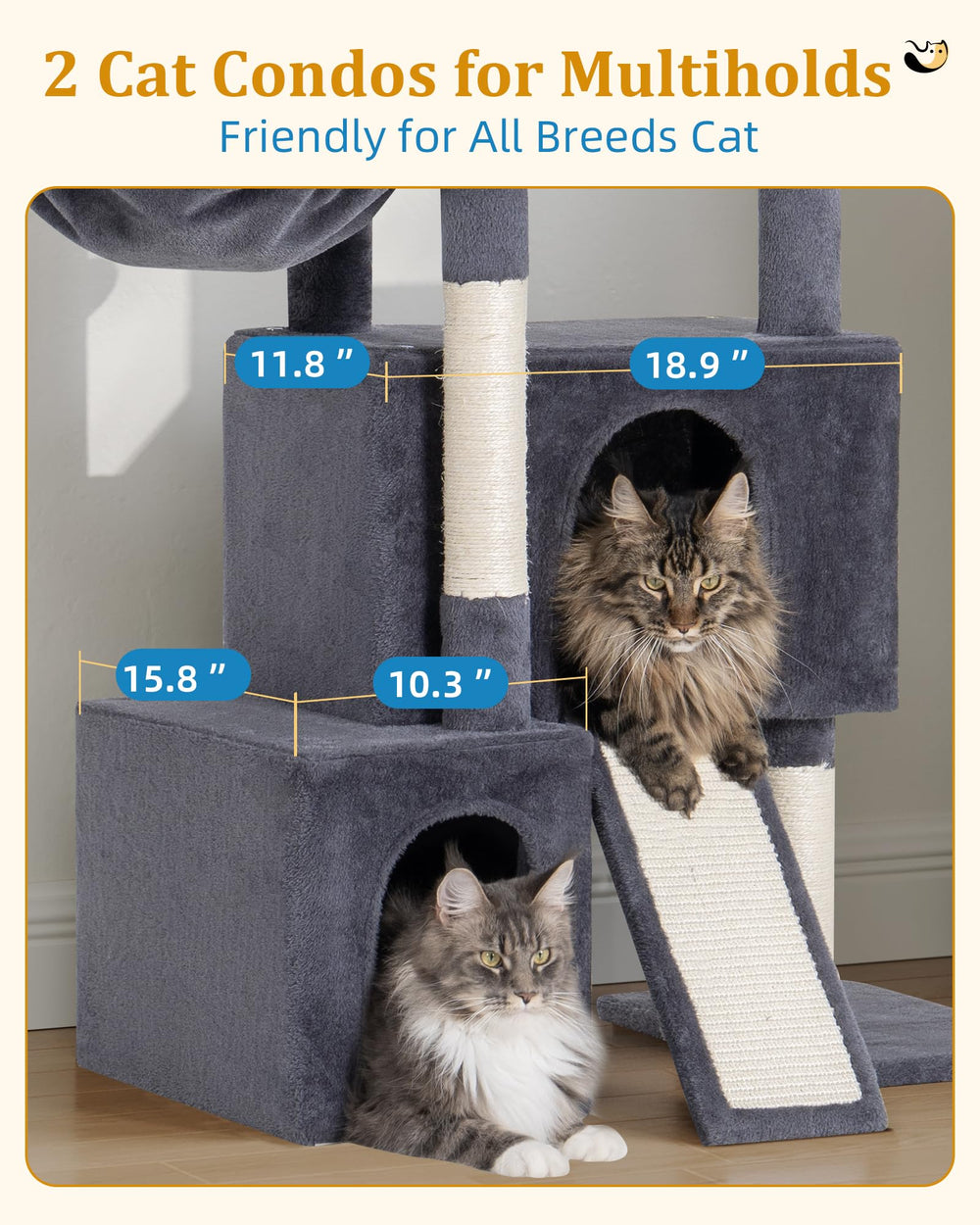 Aechonow cat tree bed provides a soft, cozy resting area.
