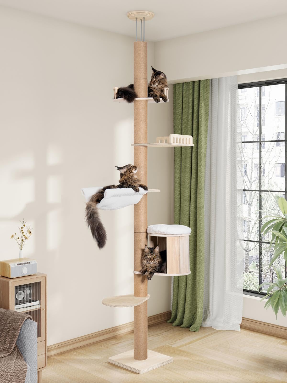 Aechonow cat-tree-large-condo-cave offers a roomy hideaway for big cats lounging.