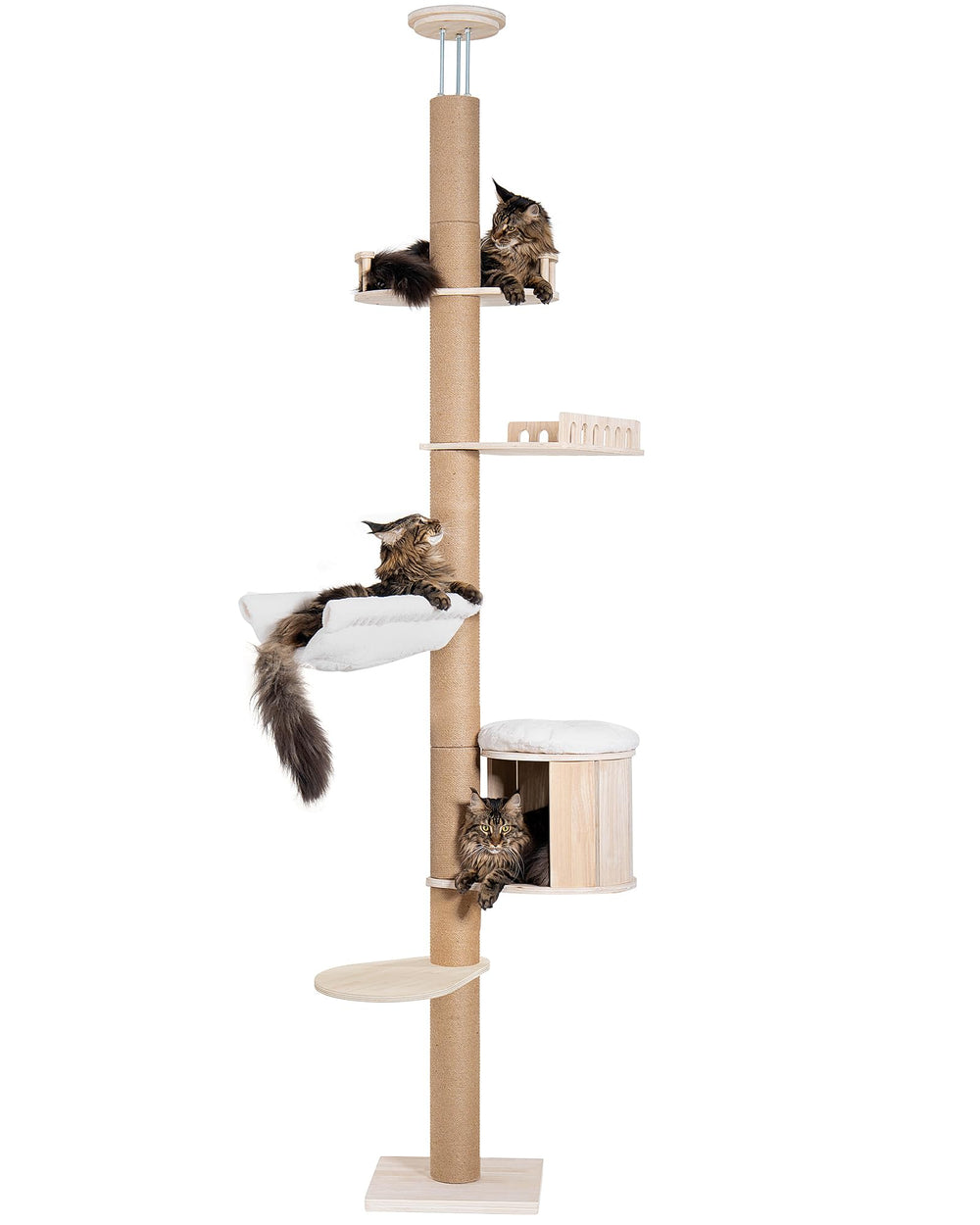 Aechonow cat-tree-safety-checks image reminds owners to maintain tightness for secure climbing.