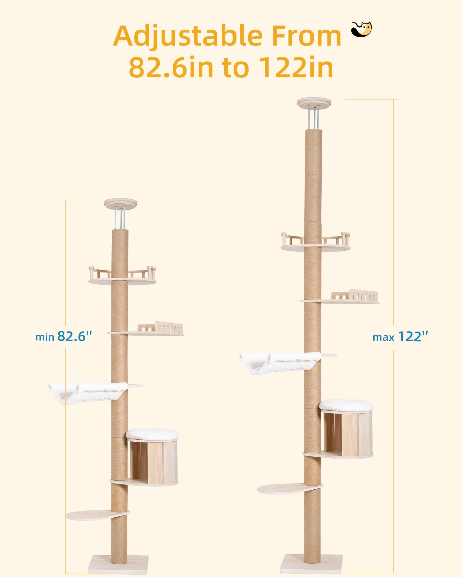 Aechonow cat-tree-wood-structure showcases sturdy panels and safe climbing.