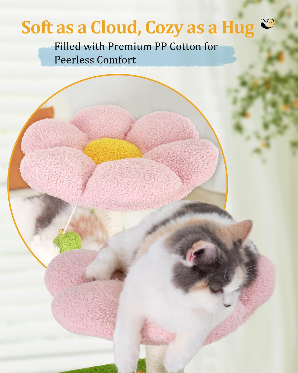 Aechonow Flower Cat Tree assembly guide ensures simple tool-free setup