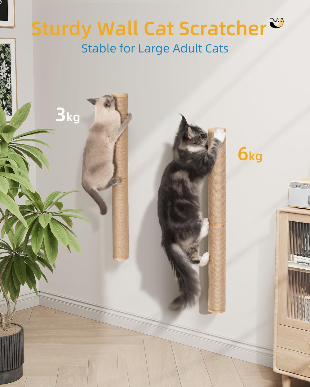 Aechonow indoor climbing pole combines function with warm wood finish.