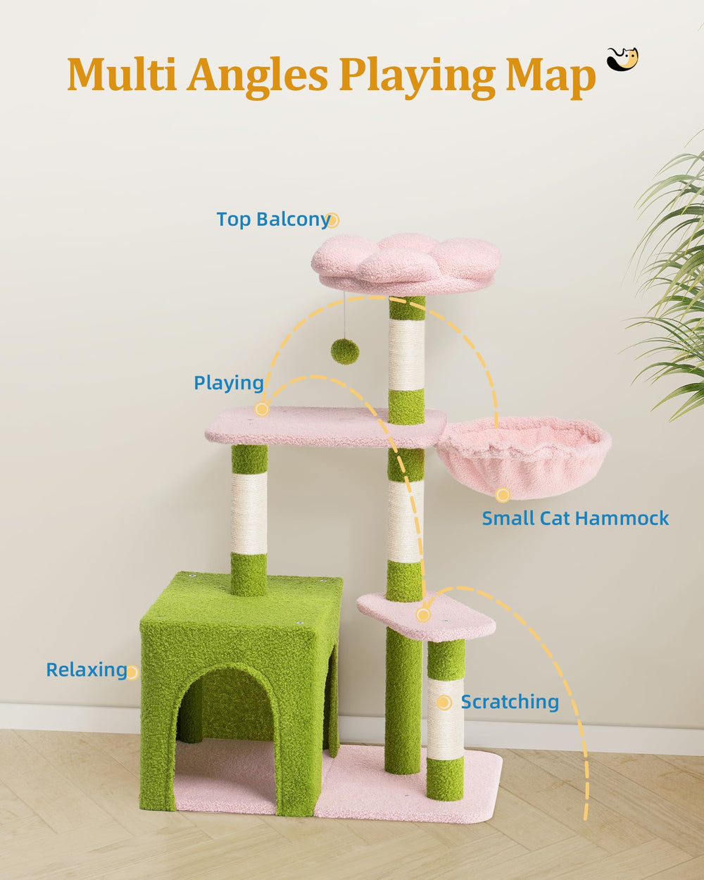 Aechonow indoor cat play area keeps cats engaged and resting safely