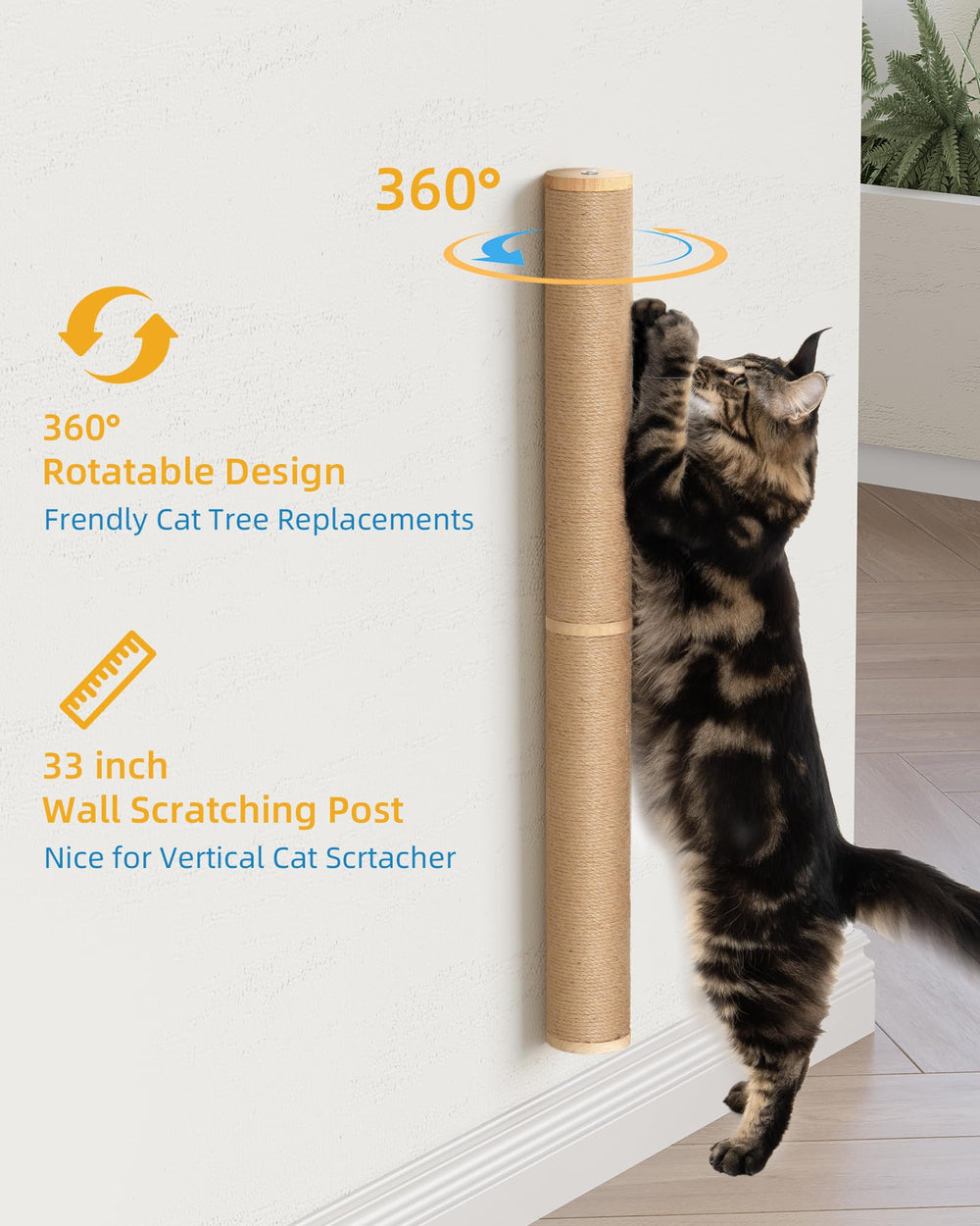 Aechonow natural sisal texture for satisfying scratches and paw care.