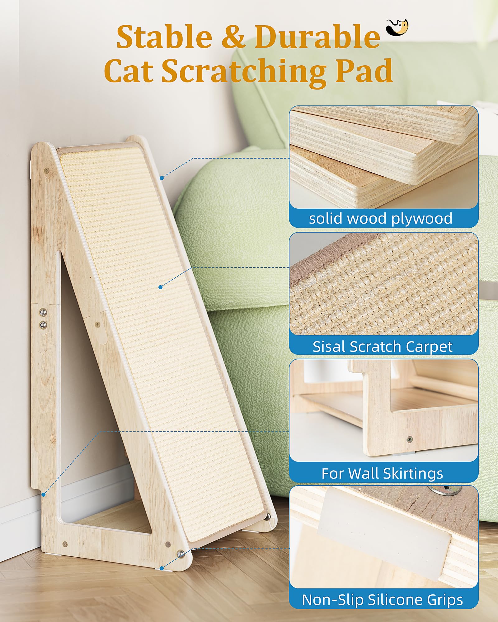 Aechonow sisal scratch pad close-up reveals natural fiber surface designed for scratching