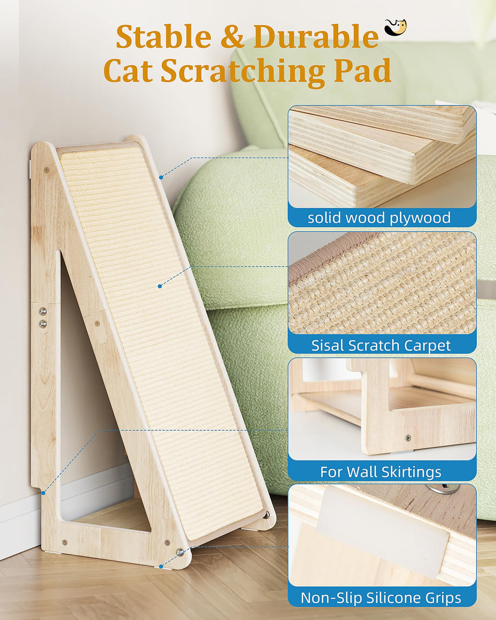 Aechonow sisal scratch pad close-up reveals natural fiber surface designed for scratching