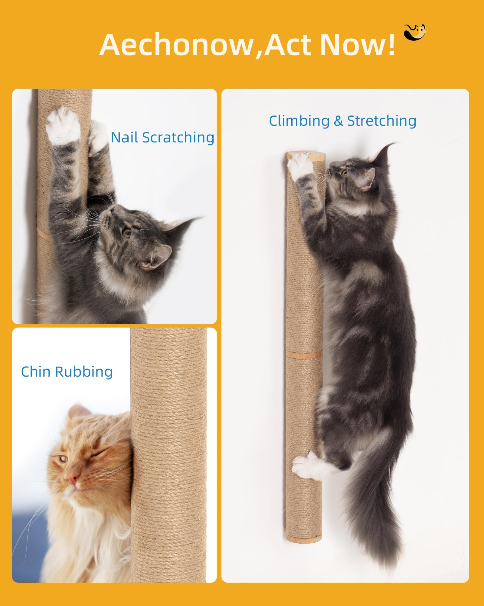 Aechonow space-saving wall-mount scratcher keeps floors clear in tight spaces.
