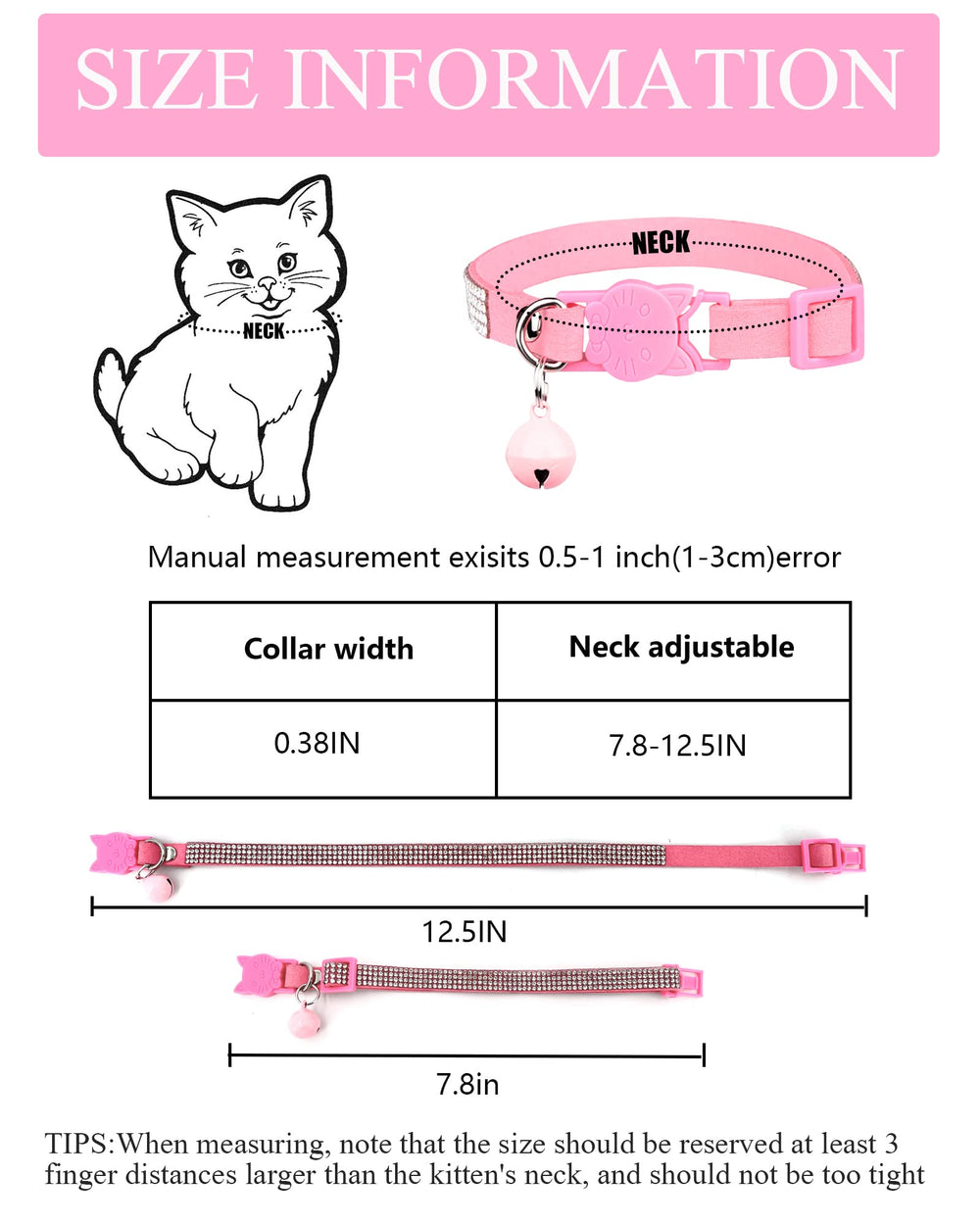 Aecllcea cat collar pink design combines style and safety for daily wear