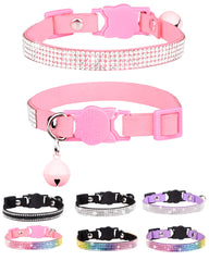 Aecllcea cat collar pink rhinestone buckle shines for quick pet identification