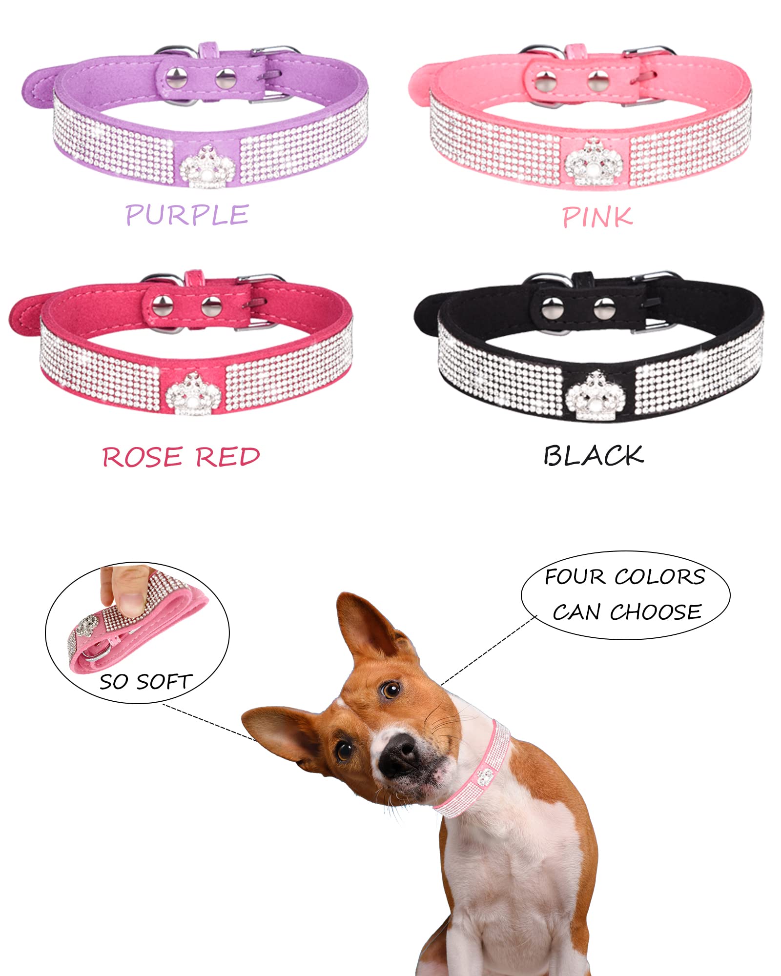 Aecllcea dog collar small-bling-purple with rhinestones for standout style