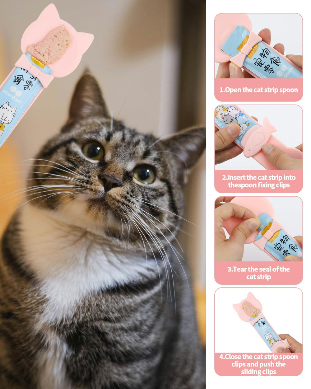 Aecsze cat stripe squeezer pink helps squeeze out remaining food neatly