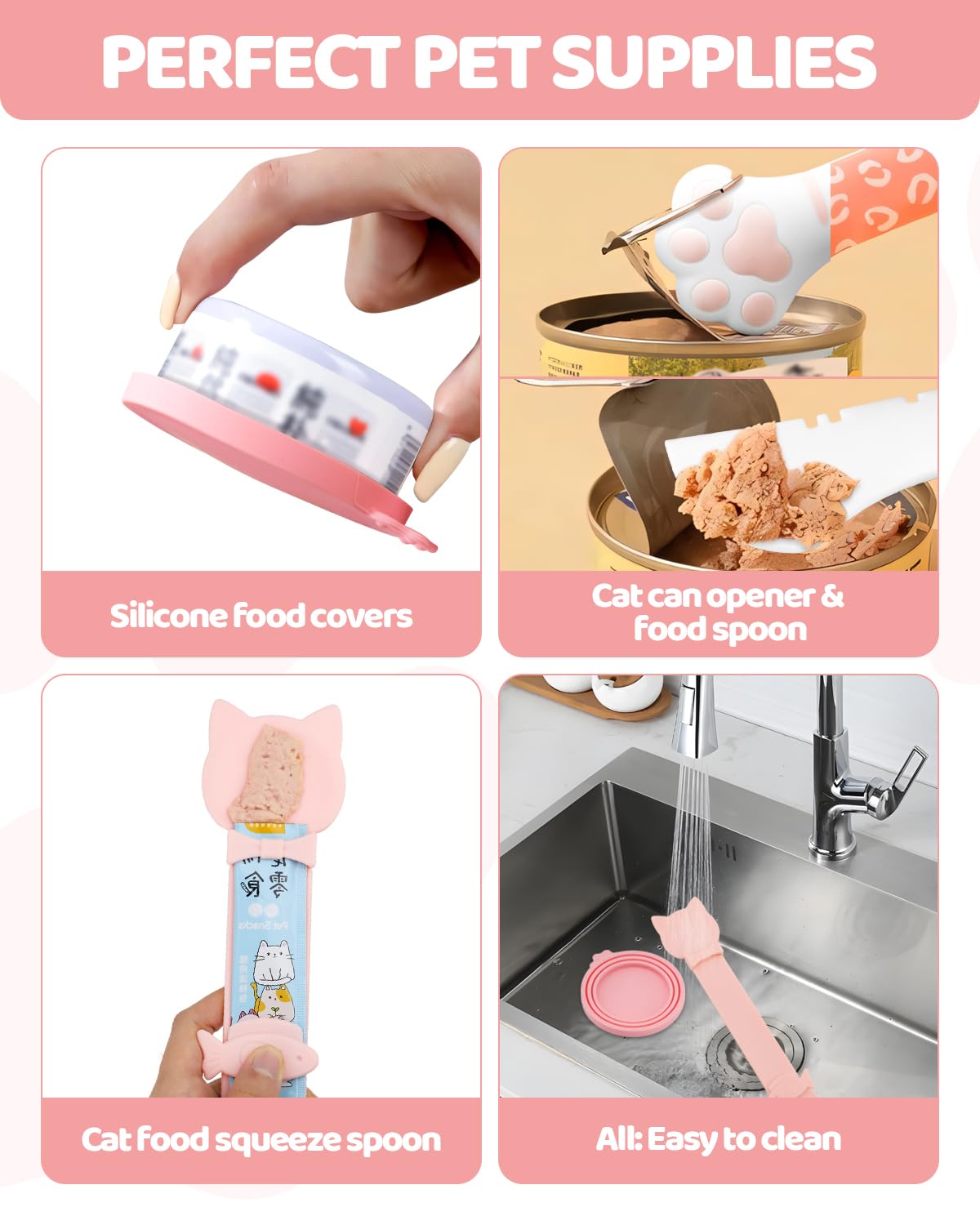 Aecsze dishwasher-safe pet feeding tools pink clean up after meals effortlessly