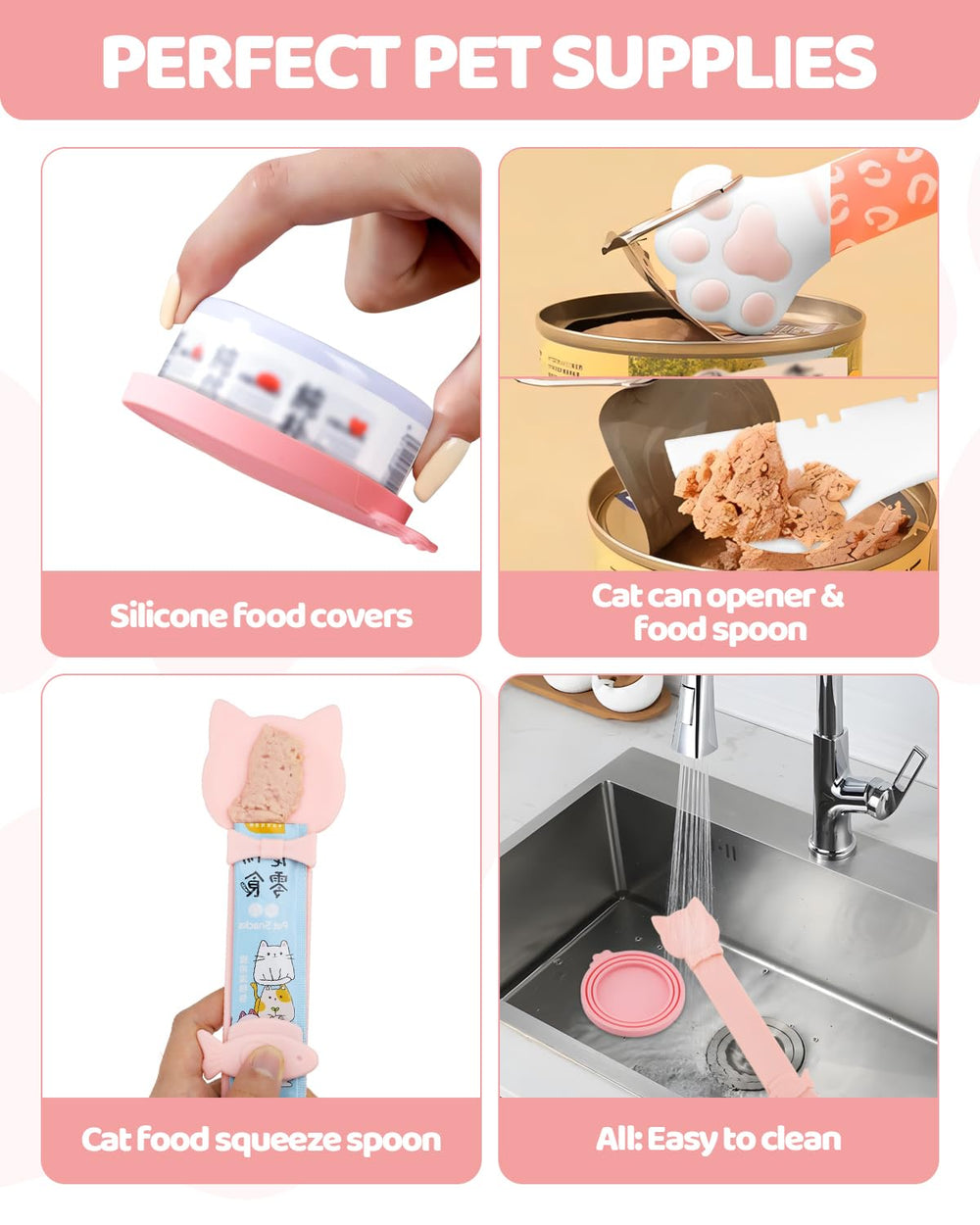 Aecsze dishwasher-safe pet feeding tools pink clean up after meals effortlessly